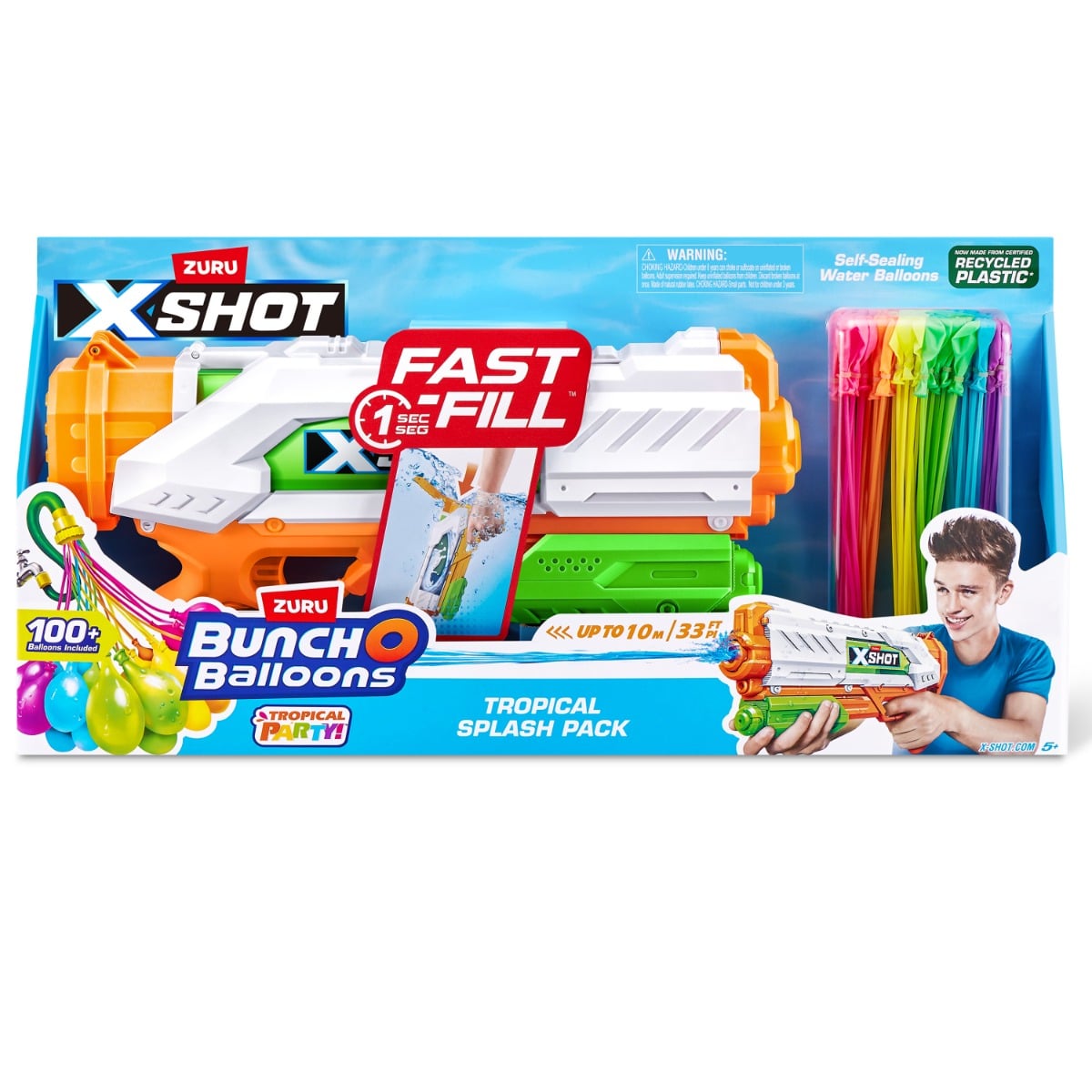 Set Pistol cu Apa X-Shot si 100 Baloane Tropical Party