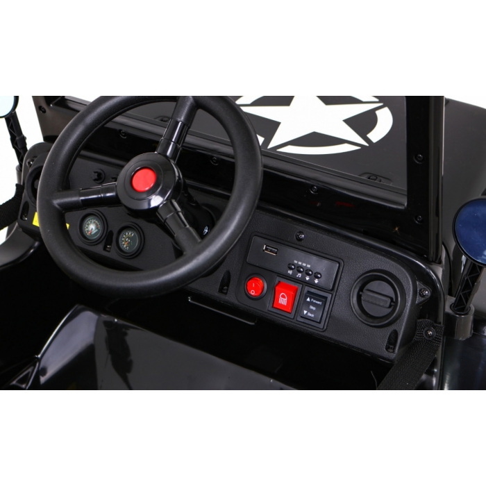 Masinuta Electrica Ramiz 4x4 Retro, 140W, Negru