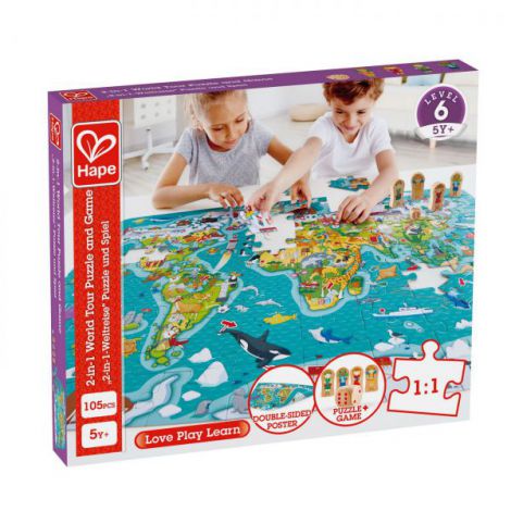 Puzzle 2-in-1 Turul Lumii Hape | 100 Piese - imagine 2