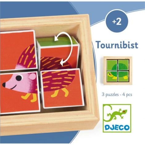 Puzzle Tournibist Djeco - 3 Animale Rotative - imagine 5