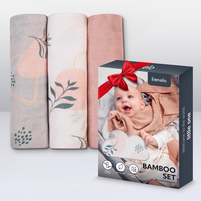 Set 3 Museline Bambus Lionelo Leaf, 70x70 cm - imagine 4