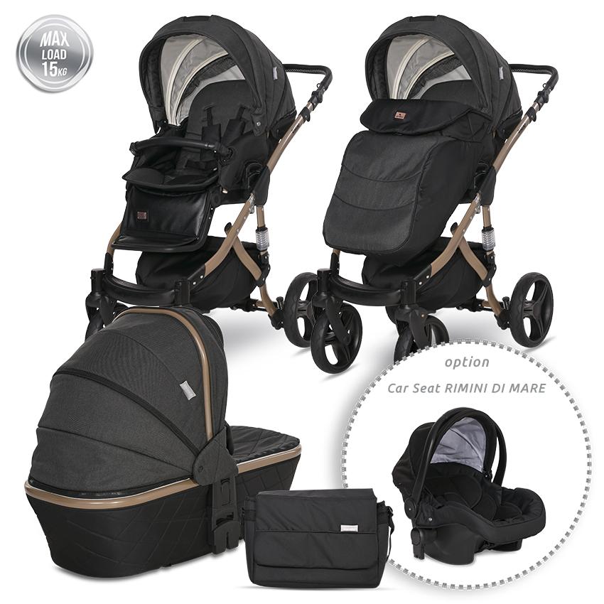 Carucior 2 in 1 Lorelli Rimini Premium Black - imagine 3