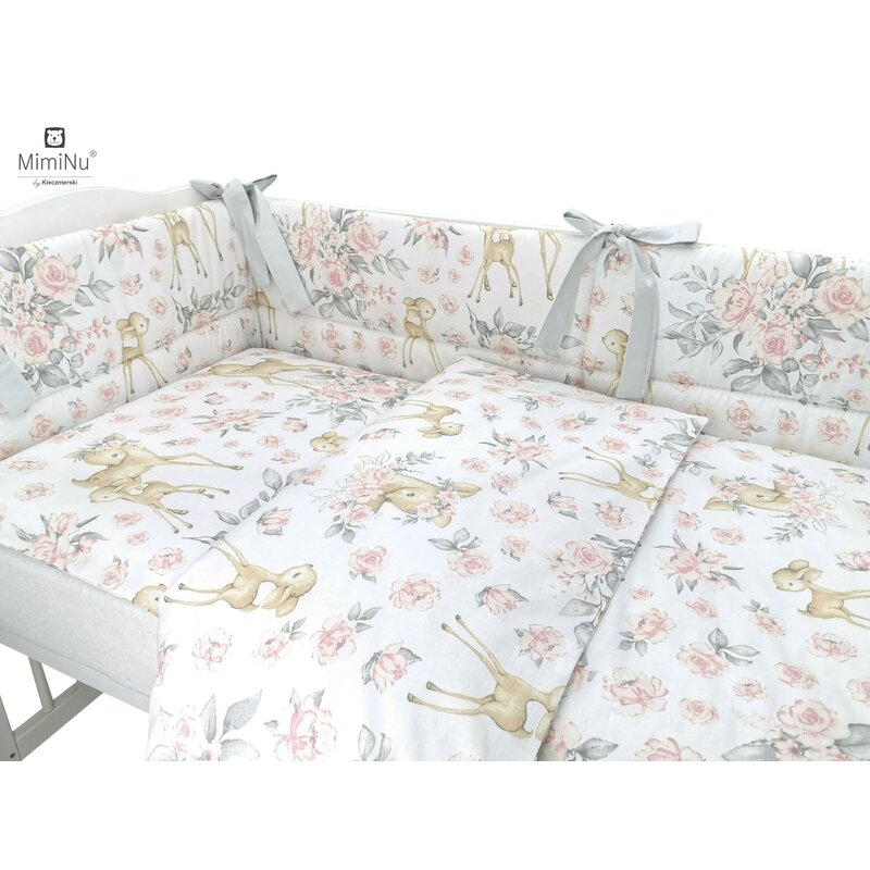Lenjerie patut MimiNu 4 piese, Sweet Deer Pink - imagine 2