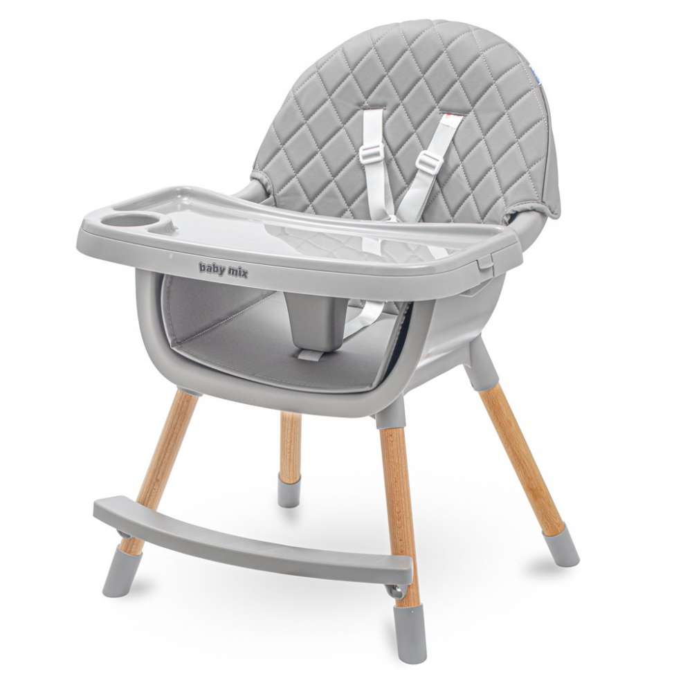 Scaun 2in1 Baby Mix Freja Wooden Dark Grey - imagine 5