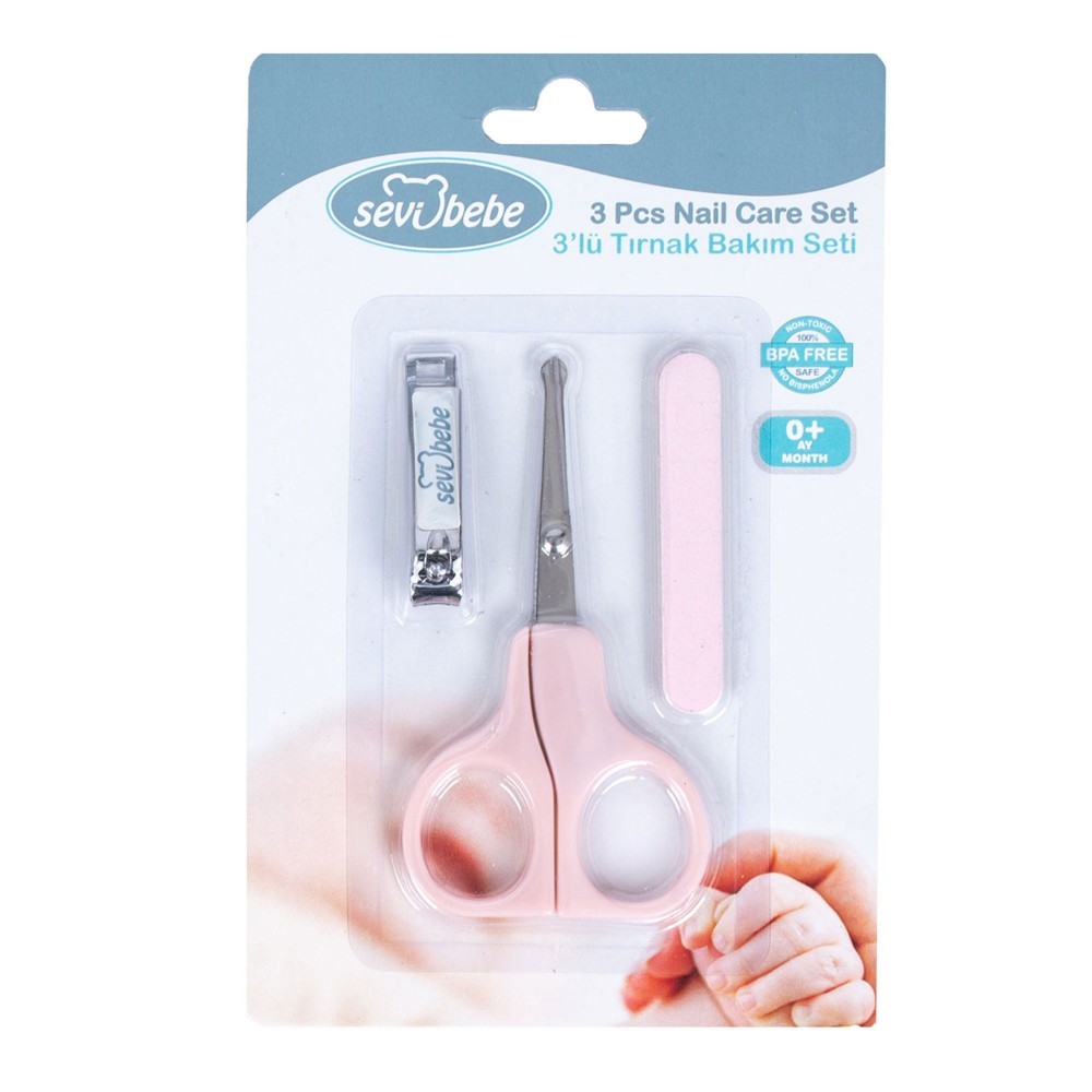 Set 3 accesorii îngrijire unghii Sevibebe Roz