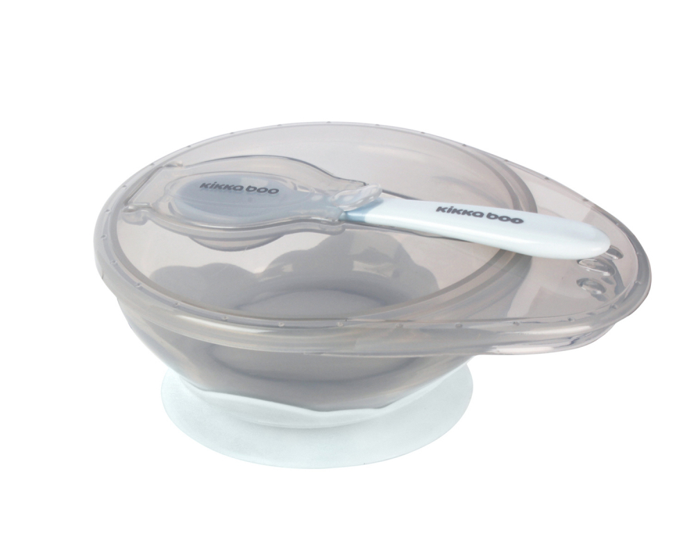 Set Castron cu Ventuza KikkaBoo Blue, 250ml, Fără BPA