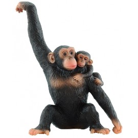 Figurină Bullyland Cimpazeu cu pui, 11 cm