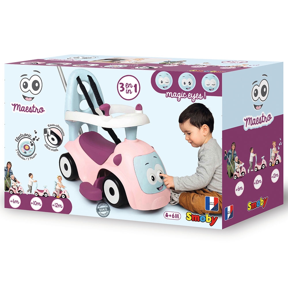 Mașinuță Smoby Maestro Pink | Cu protecție și spațiu jucării - imagine 5