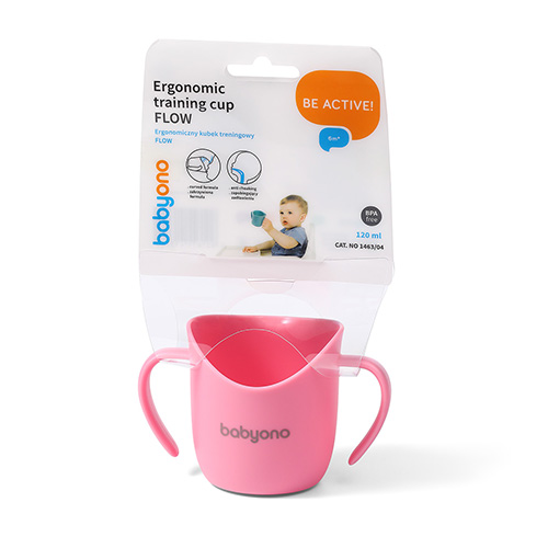 Cana Ergonomica Babyono 120 ml Roz - Antrenament - imagine 2