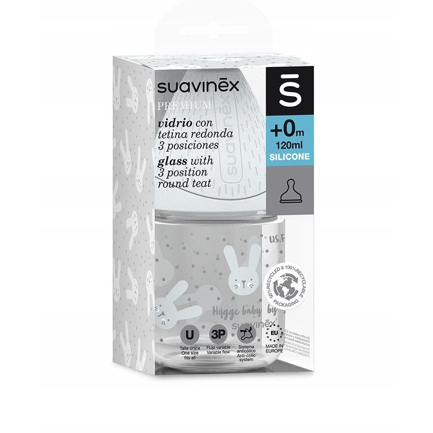 Biberon Sticlă Debit Lent Suavinex Hygge, 120ml - imagine 4
