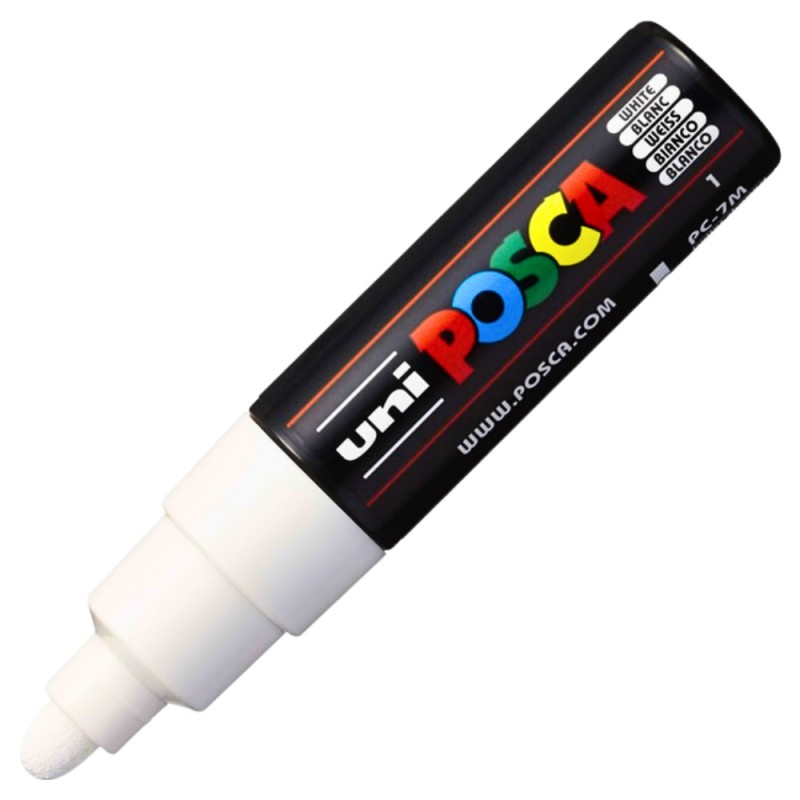 Marker Posca PC-7M Alb, Vârf Conic 5mm