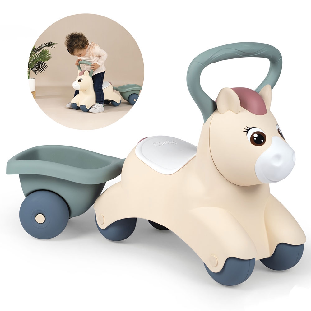 Smoby Pony Ride-On cu Remorcă, de la 1 an