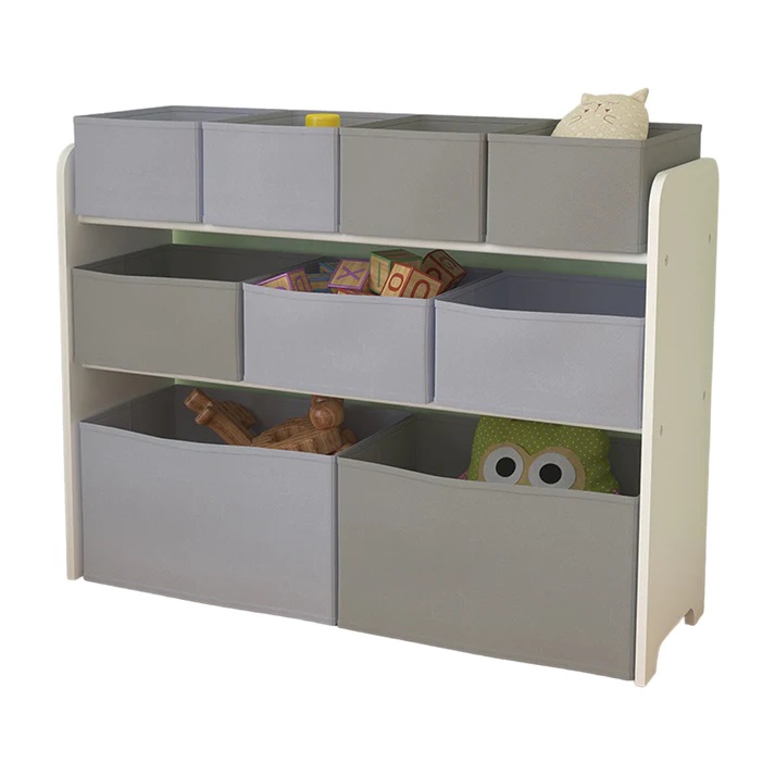 Organizator Lemn Ginger Home 9 Cutii, Alb-Gri