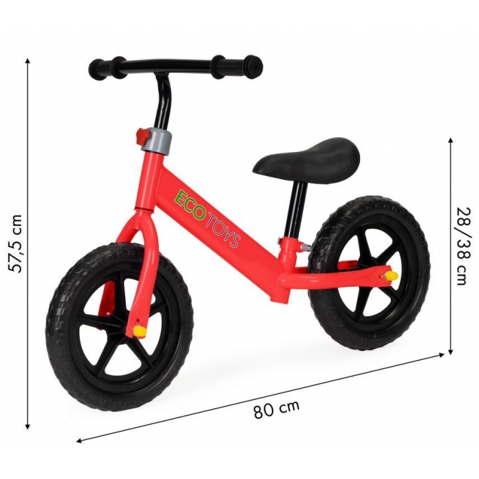 Bicicleta Fară Pedale Ecotoys Roșu, Scaun Reglabil - imagine 4