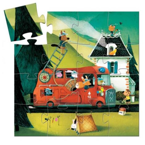 Puzzle Djeco Mașina de Pompieri 16 piese - imagine 2