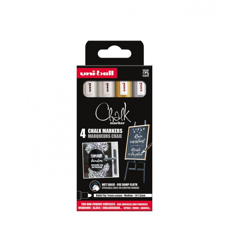 Markere Cretă Lichidă UNI - 4 Culori Premium
