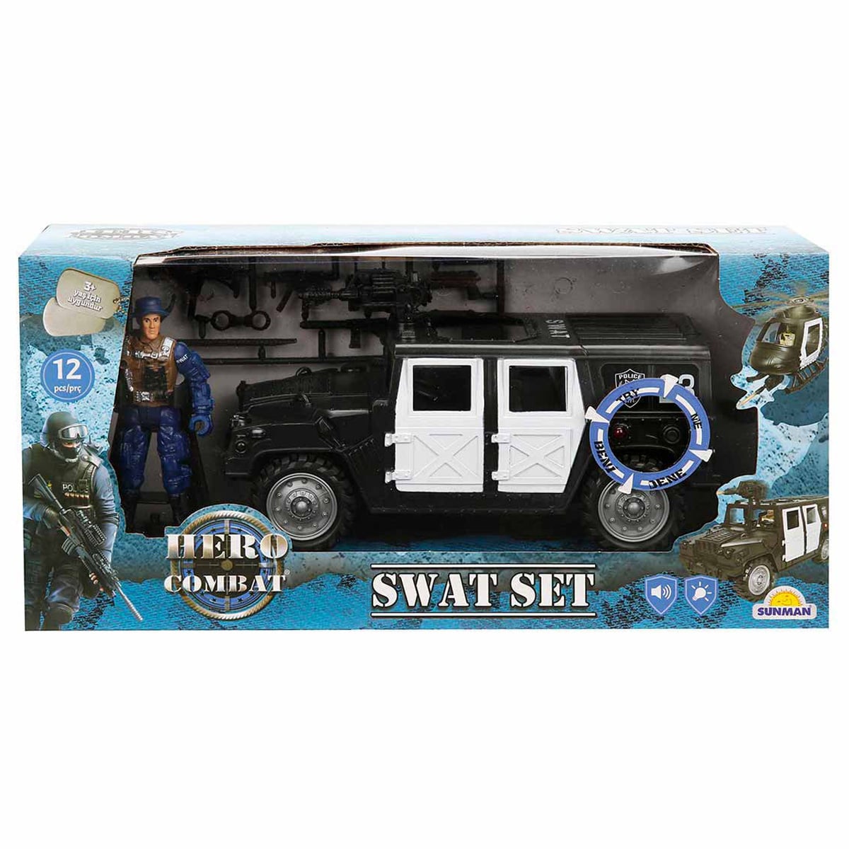 Set Jeep Hero Combat cu Sunete, Lumini si Figurina