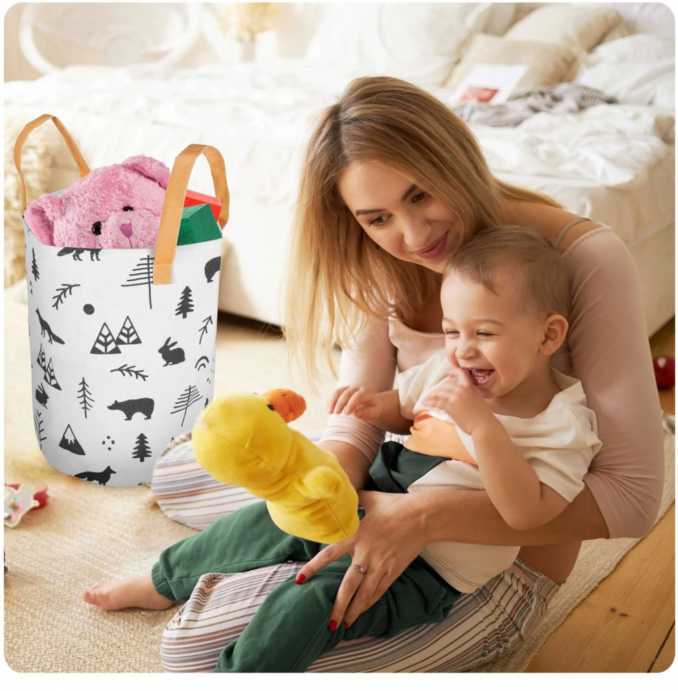 Cos Depozitare Bumbac Nukido 35x45 cm Alb - imagine 5