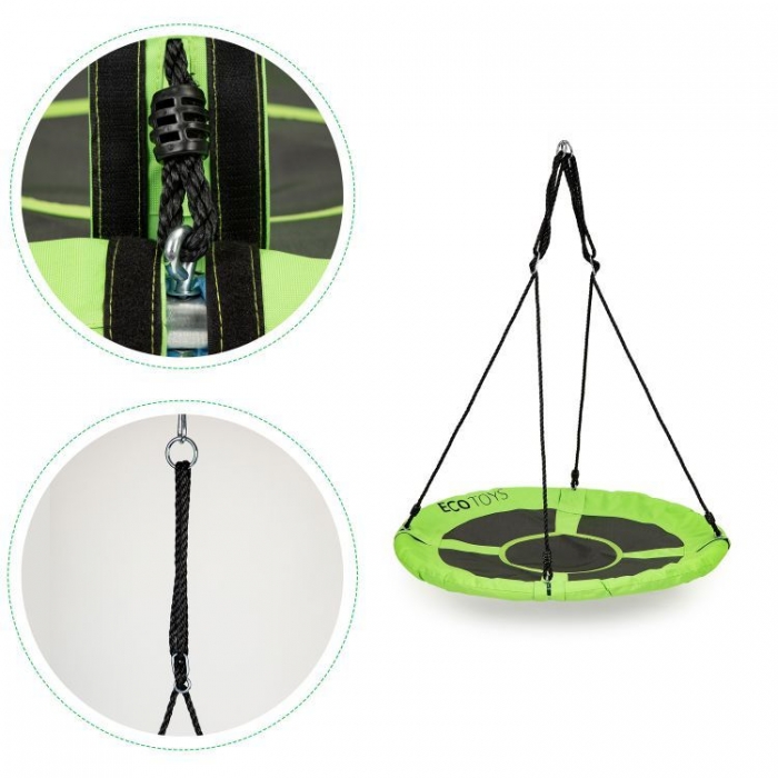 Leagan rotund Ecotoys, cuib de barza, 110 cm - imagine 4