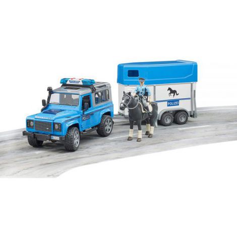Bruder Masina Politie Land Rover cu Remorca si Cal - imagine 5