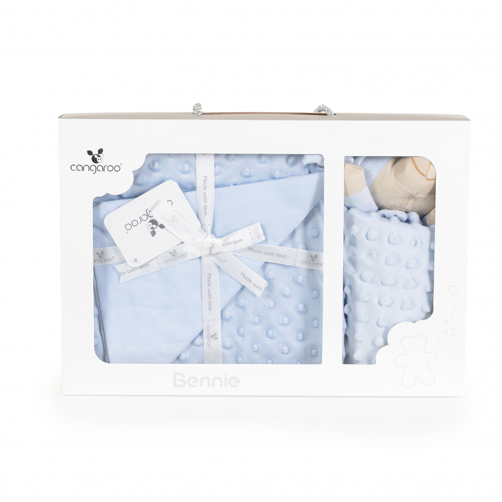 Cangaroo Set Paturică Minky Bennie Blue | Cadou