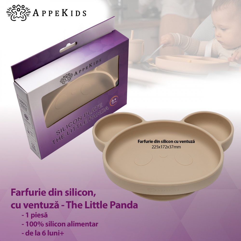 Farfurie Silicon cu Ventuza AppeKids Panda