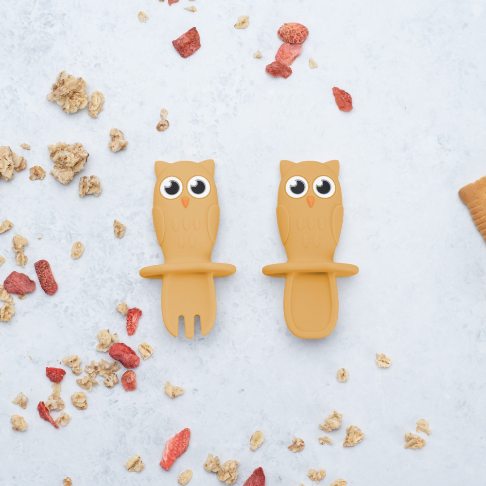 Set Tacâmuri Silicon AppeKids Owl Honey