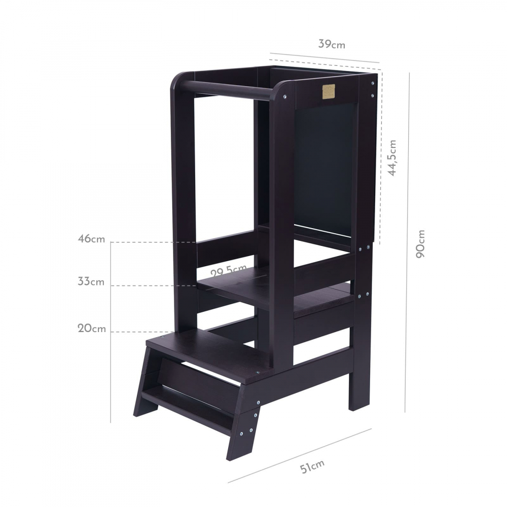 Înălțător Learning Tower MeowBaby® Negru cu Tablă - imagine 3