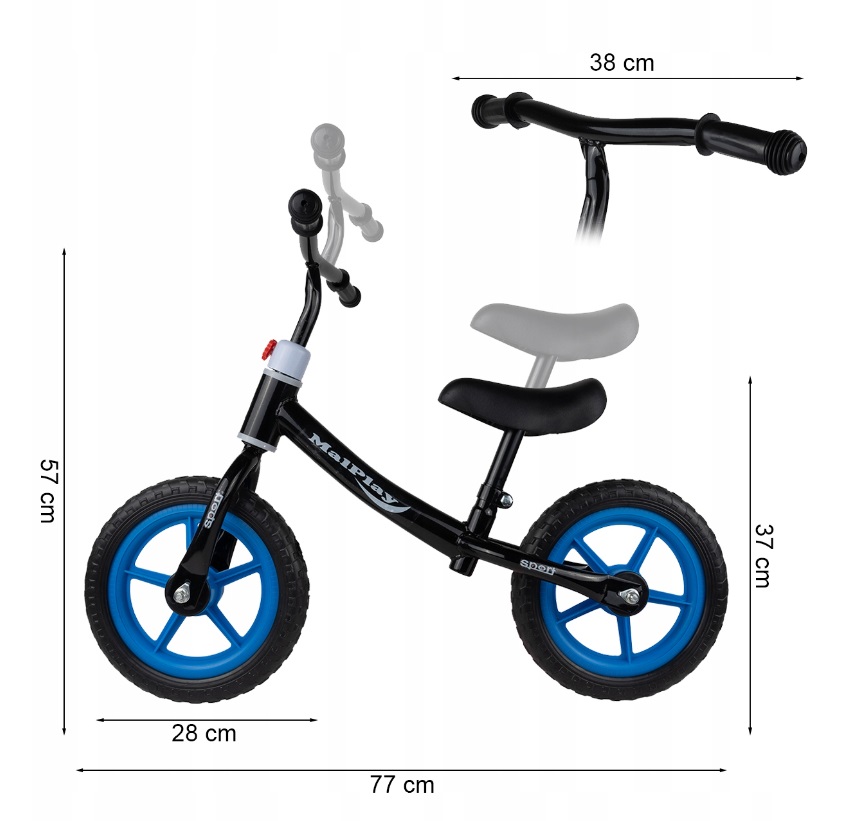 Bicicleta Fără Pedale Malplay Push Sport Blue, 12 Inch - imagine 2
