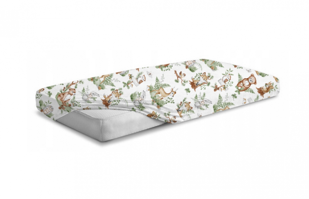 Cearceaf Bumbac BabyMam Forest Animals 120x60 cm