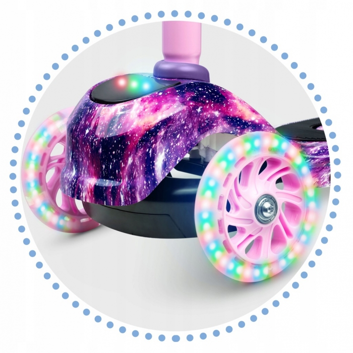 Trotineta Ricokids Piko LED Roz, Aluminiu, Reglabila - imagine 6