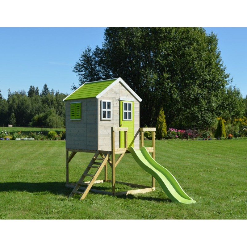 Casuta Gradina Lime Lodge cu Tobogan | Wendi Toys - imagine 3