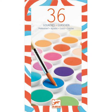Guașe Djeco 36 Culori + Pensulă | Set Desen Creativ