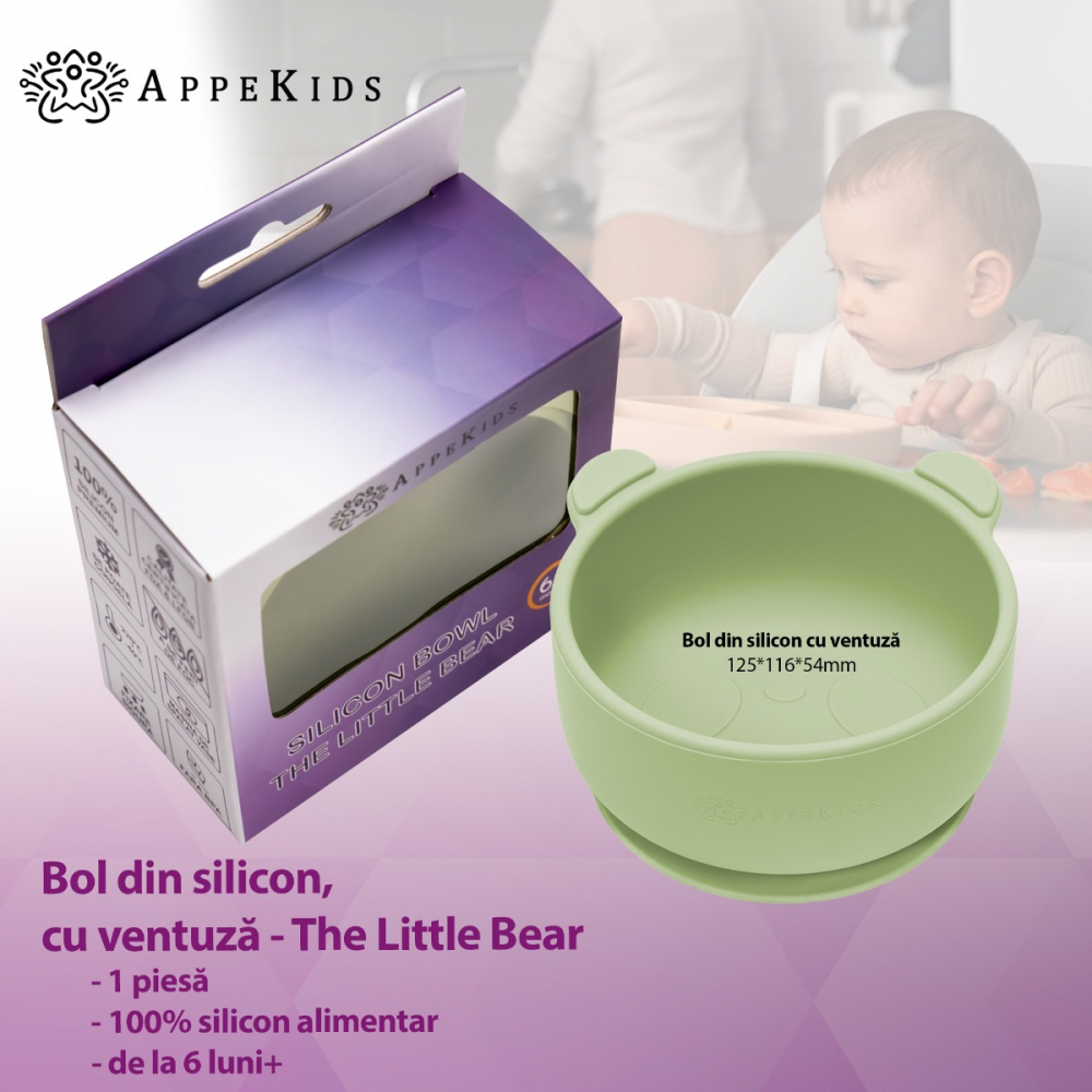 Bol Silicon cu Ventuza AppeKids The Little Bear