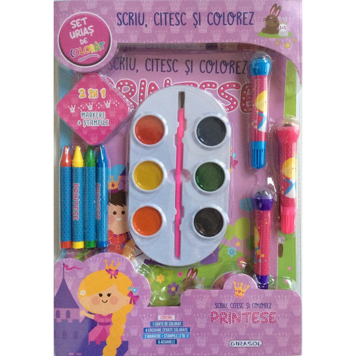 Set Girasol Scriu, citesc si colorez Printese