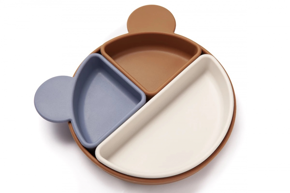 Farfurie Silicon 3 Compartimente Kidnort Brun - imagine 3