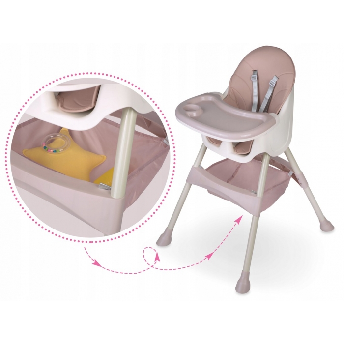 Scaun Masa 3in1 Ricokids Milo Roz, Transformabil - imagine 6