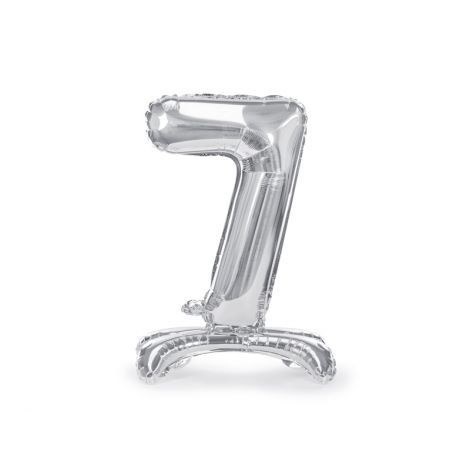 Balon folie argintiu 7 cu stativ | Party Deco