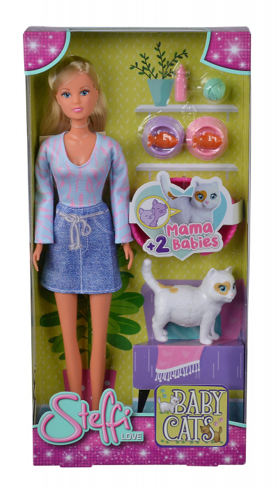 Papusa Steffi Iubitoare de Pisici, Set Complet, 29 cm