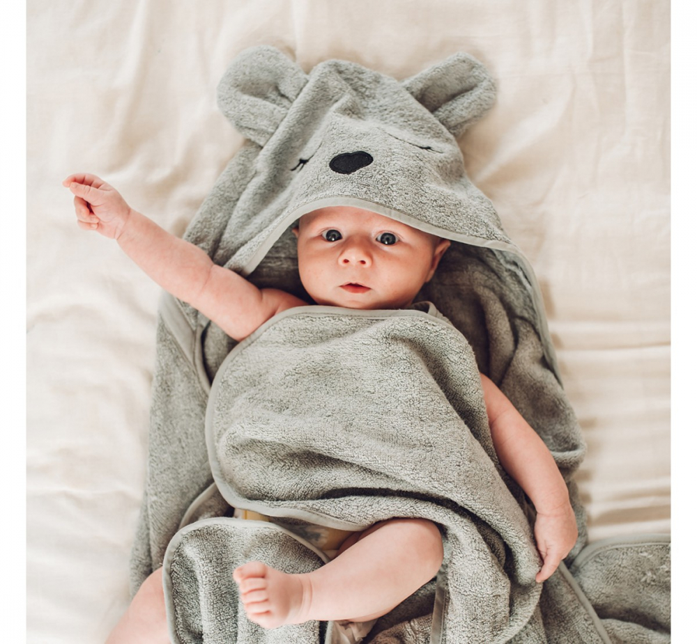 Prosop Bambus BabySteps Poncho Teddy Grey cu Gluga - imagine 3
