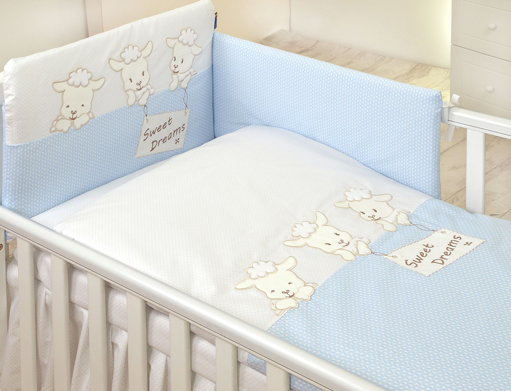 Set Lenjerie Pat Bebe Sweet Dreams Blue cu Protectie