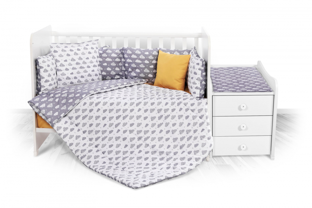 Set Lenjerie Pat 8 Piese Lorelli Happy Clouds Grey