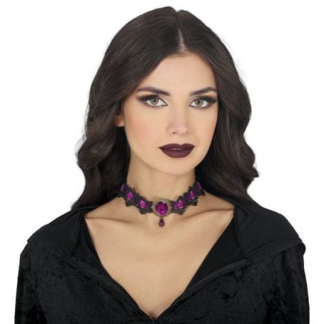 Colier Dantela Mov Guirca - Choker Halloween - imagine 2