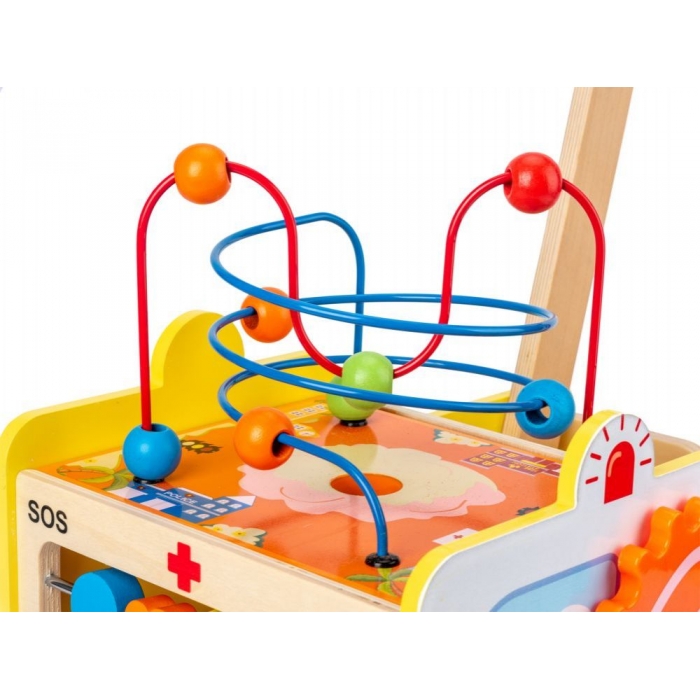 Antemergător 2 în 1 Ecotoys Ambulanță din Lemn - imagine 5