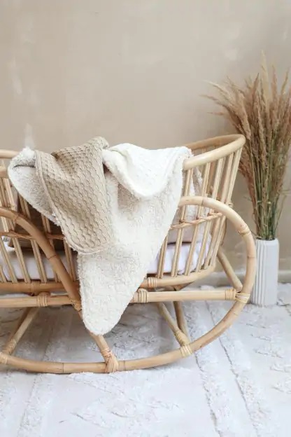 Paturica BabyLy Reversibilă Bumbac Waffle, 100x70 cm - imagine 4