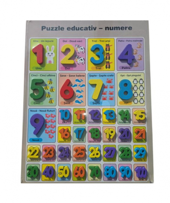 Puzzle Lemn 3D 1-100 Krista Montessori 40x30cm