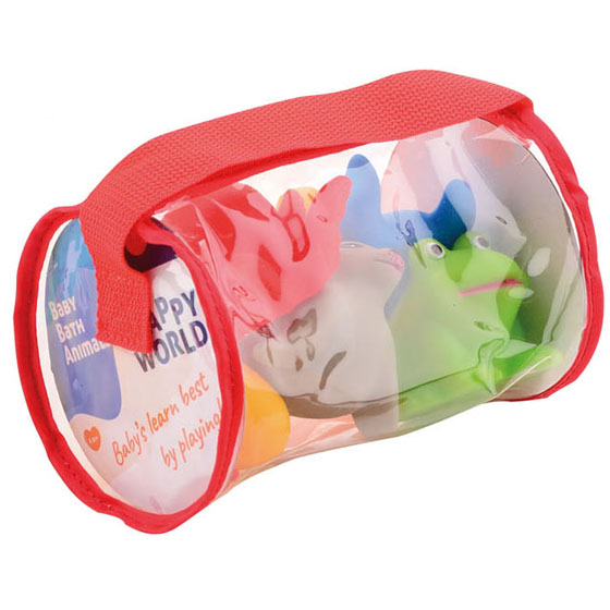 Set 6 Jucării pentru Baie în Husă Roșie | Jucării Caucciuc - imagine 2