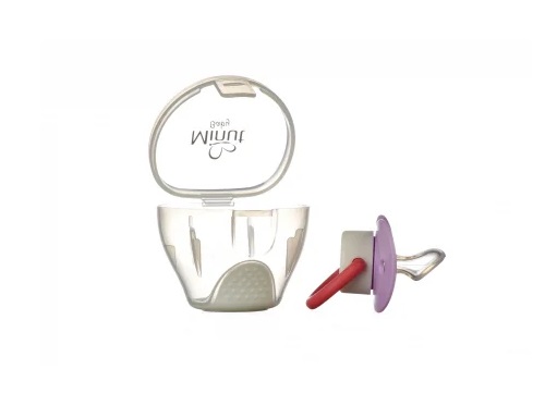 Suzeta Minut Baby 0+ cu cutie sterilizare, Mov