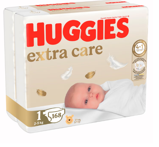 Scutece Huggies Extra Care 1, 2-5 kg, 168 buc - imagine 8