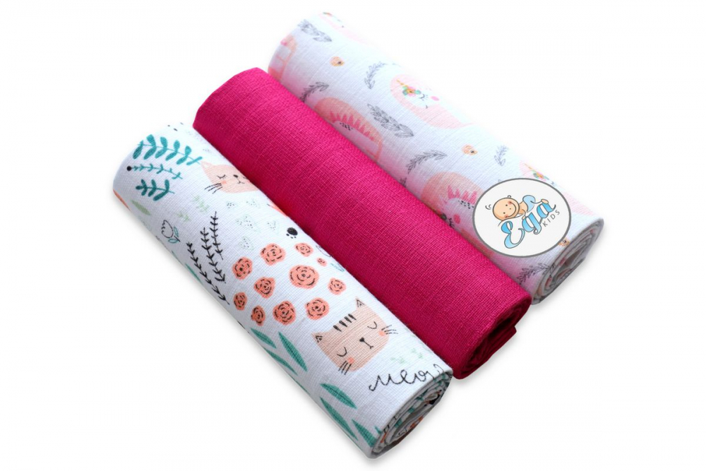 Set 3 Scutece Muselina Egakids Pink 70x80 cm - imagine 2